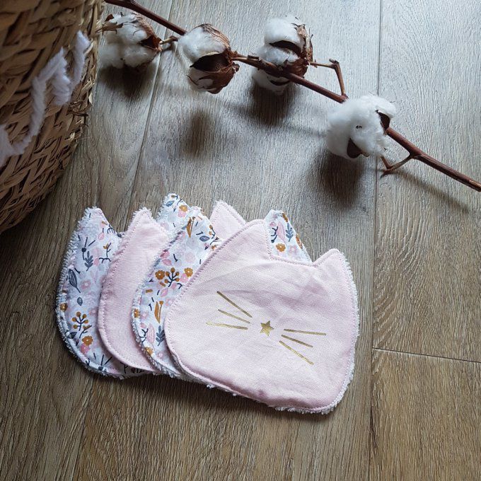 Lingettes Démaquillantes  Chat rose fleuri