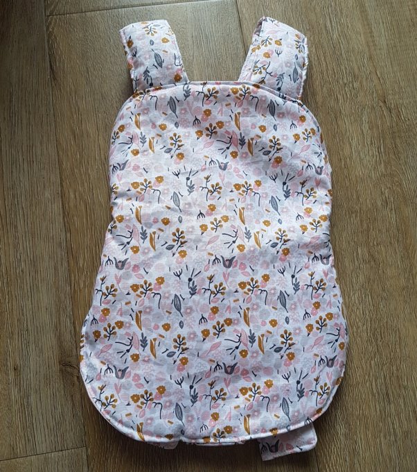 Porte bébé fleuri pour poupée Modèle Louison rose
