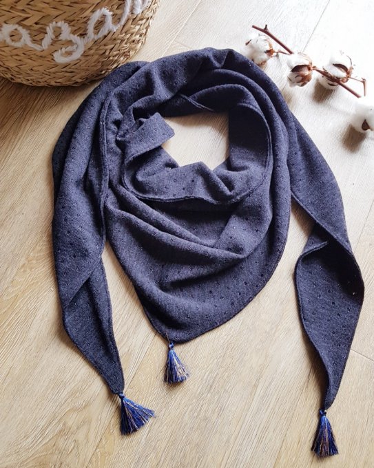 Foulard chèche maille lurex bleu minuit