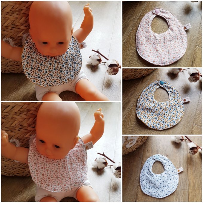 Bavoir Salomé poupée 30 à 42 cm 3 coloris