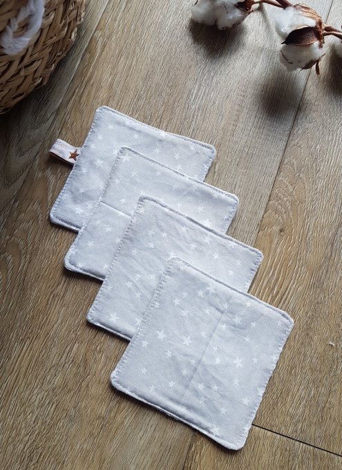 lingettes lavables Etoiles pour poupée 