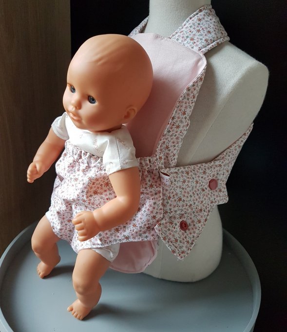 Porte bébé fleuri pour poupée Modèle Salomé  Rose