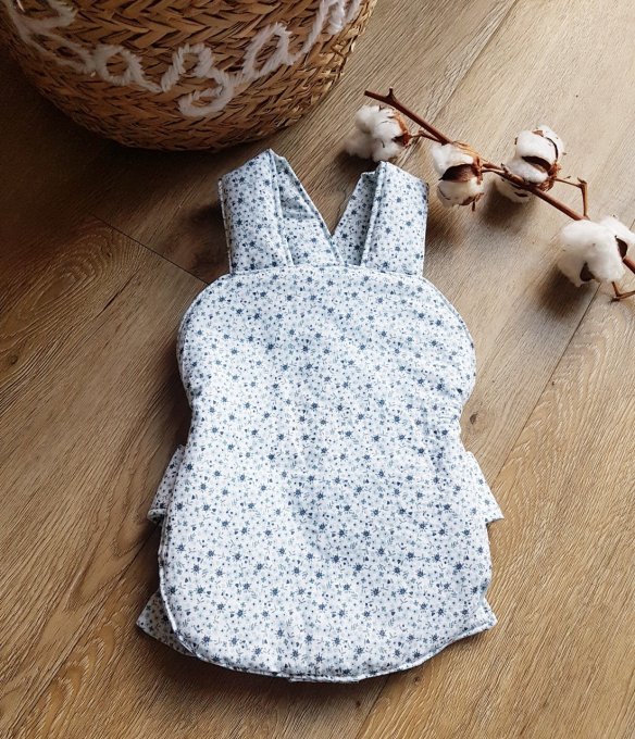 Porte bébé fleuri pour poupée Modèle Salomé  bleu