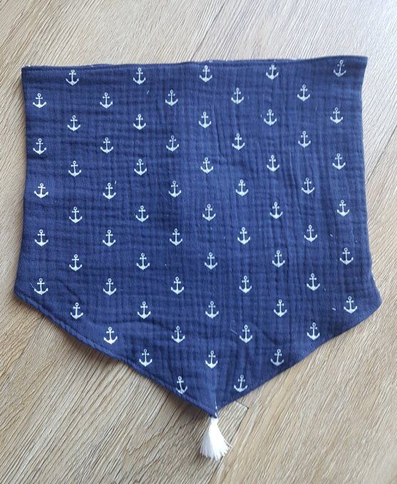 Snood chèche enfant gaze de coton motif  base bleu