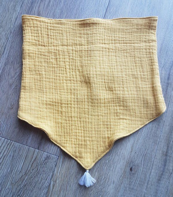 Snood chèche enfant gaze de coton unie ocre