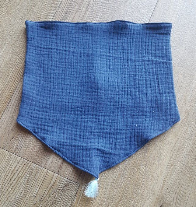 Snood chèche enfant gaze de coton unie bleu et vert