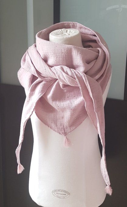 Foulard chèche camélia à pois doré 