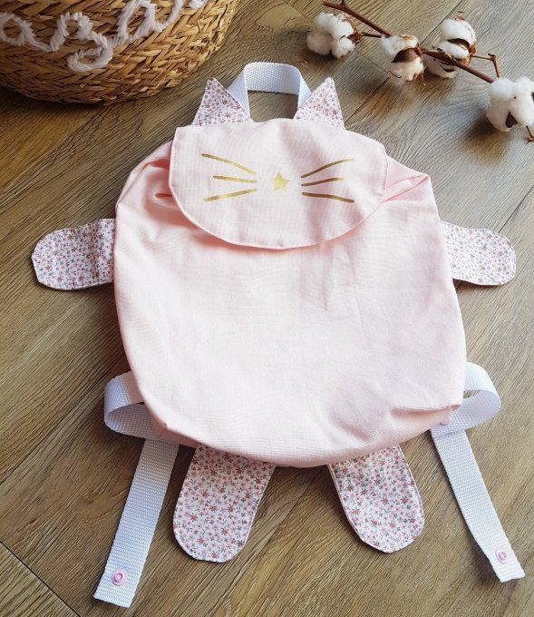  Sac à dos chat rose personnalisable 