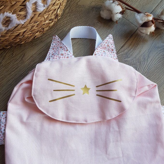  Sac à dos chat rose personnalisable 