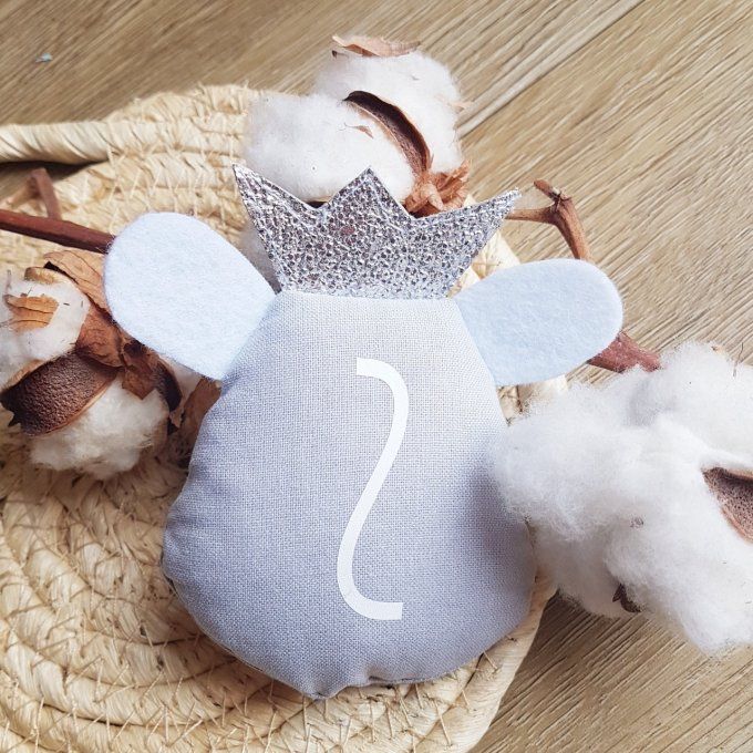 Souris dents de lait gris et argent personnalisable