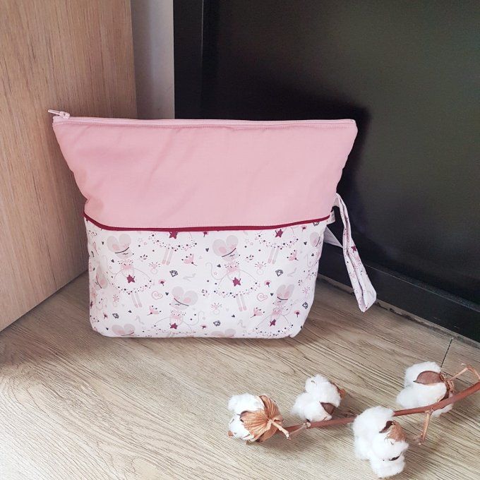 trousse de toilette souricette rose