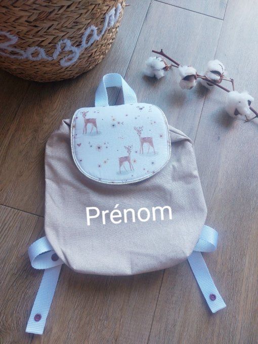 Sac à dos maternelle beige lurex doré imprimébiche