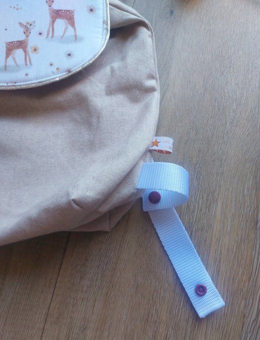 Sac à dos maternelle beige lurex doré imprimébiche