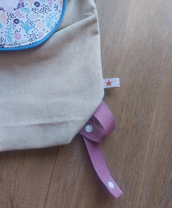 Sac à dos maternelle beige lurex argent ourson