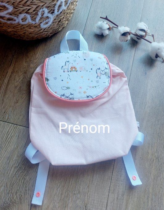 Sac à dos maternelle rose poudré licorne