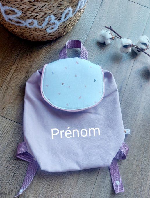 Sac à dos maternelle vieux rose imprimé coeur