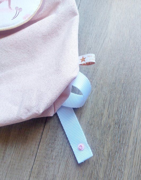 Sac à dos maternelle rose lurex doré souricette