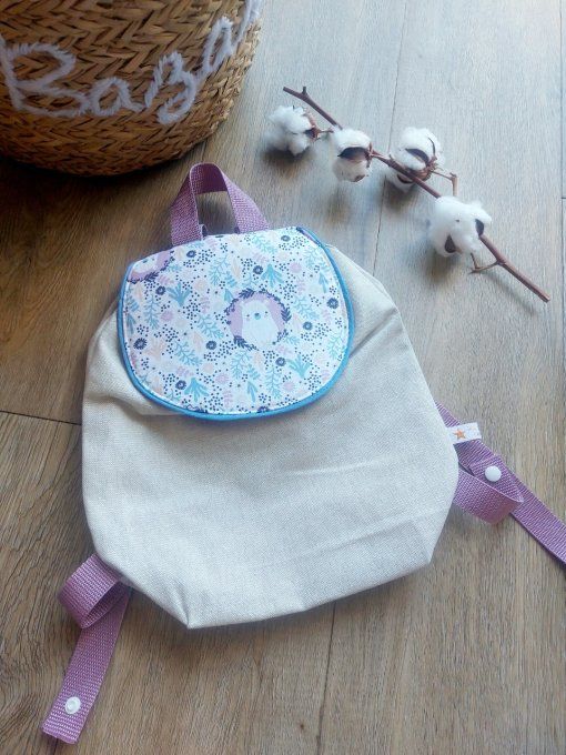 Sac à dos maternelle beige lurex argent ourson