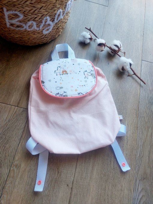 Sac à dos maternelle rose poudré licorne