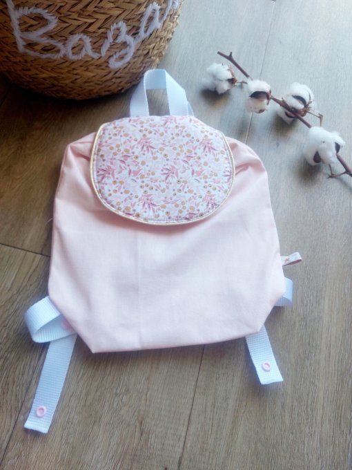 Sac à dos maternelle  rose poudré imprimé fleuri