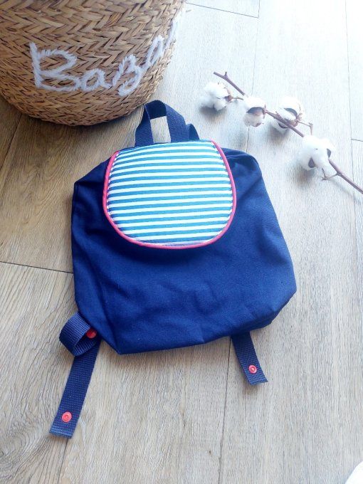 Sac à dos maternelle  marine imprimé marinière