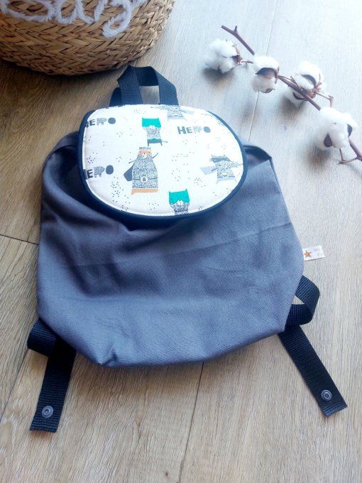Sac à dos maternelle gris anthracite imprimé héro