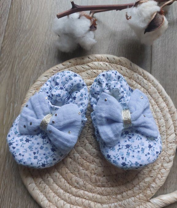 Chaussons bébé Salomé bleu 2 tailles