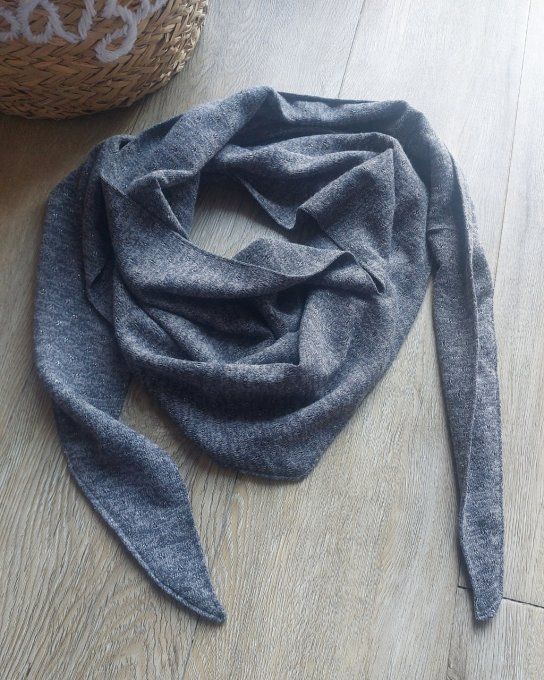 Foulard chèche maille lurex gris