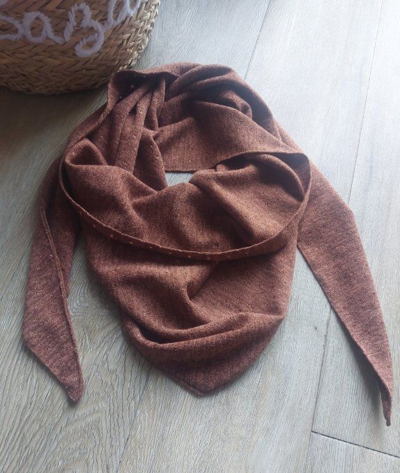Foulard chèche maille lurex tabac