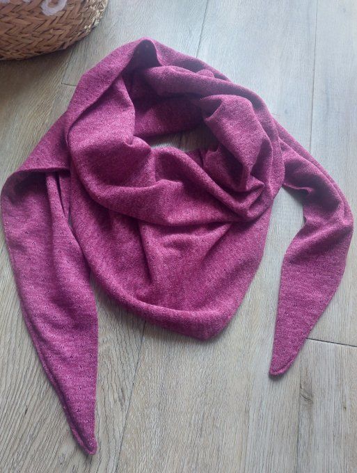 Foulard chèche maille lurex rose fuchsia