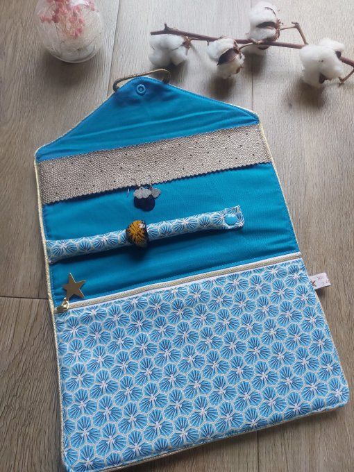 Pochette à bijoux turquoise