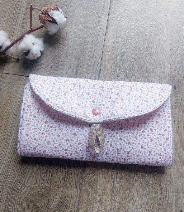 Pochettes à barrettes 2 en 1 fleuris rose