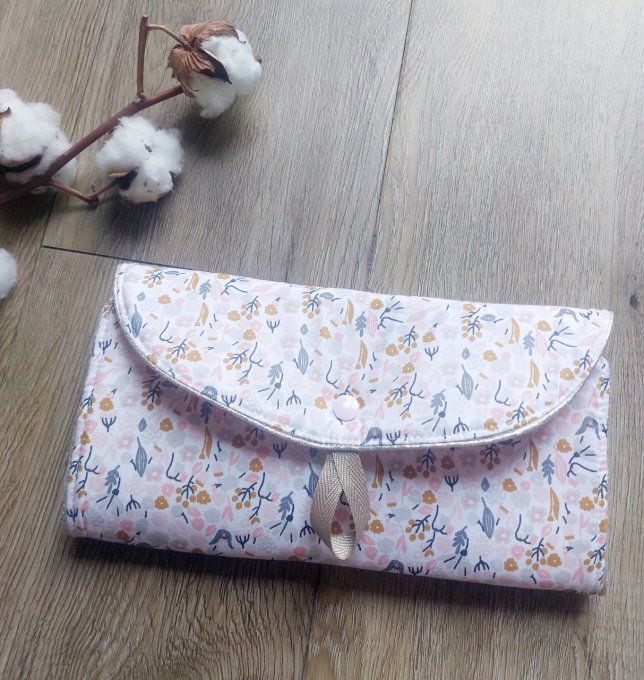 Pochettes à barrettes 2 en 1 fleuris rose
