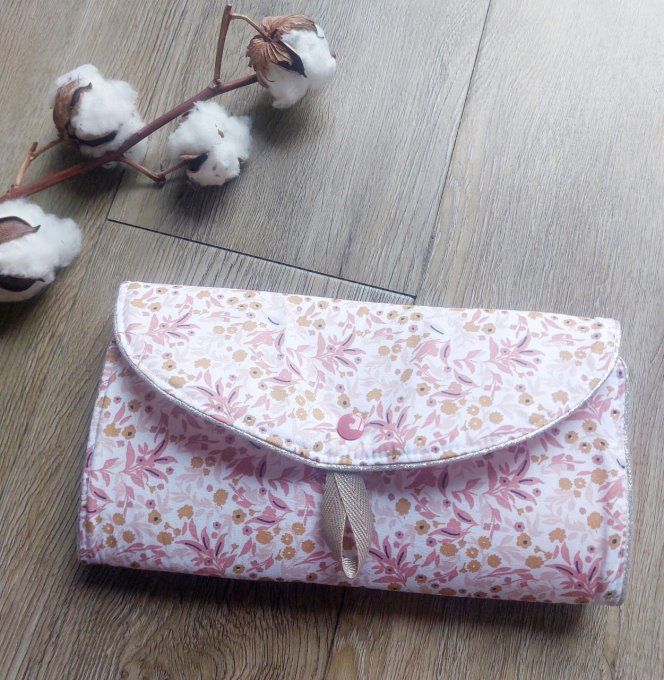 Pochettes à barrettes 2 en 1 fleuris rose