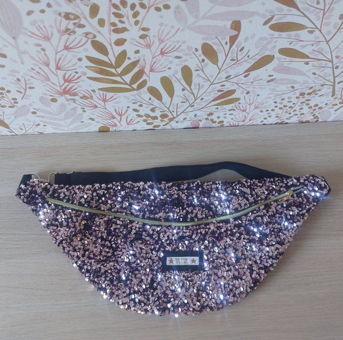 Maxi sac banane pailleté rose