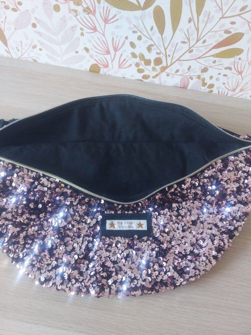 Maxi sac banane pailleté rose