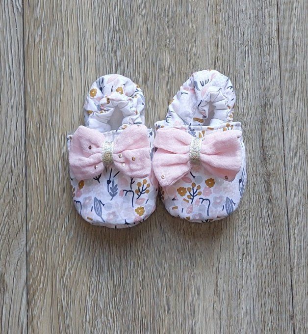 Chaussons bébé Louison rose 2 tailles