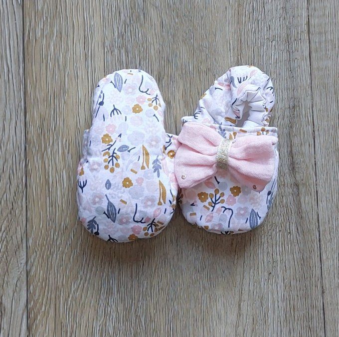 Chaussons bébé Louison rose 2 tailles