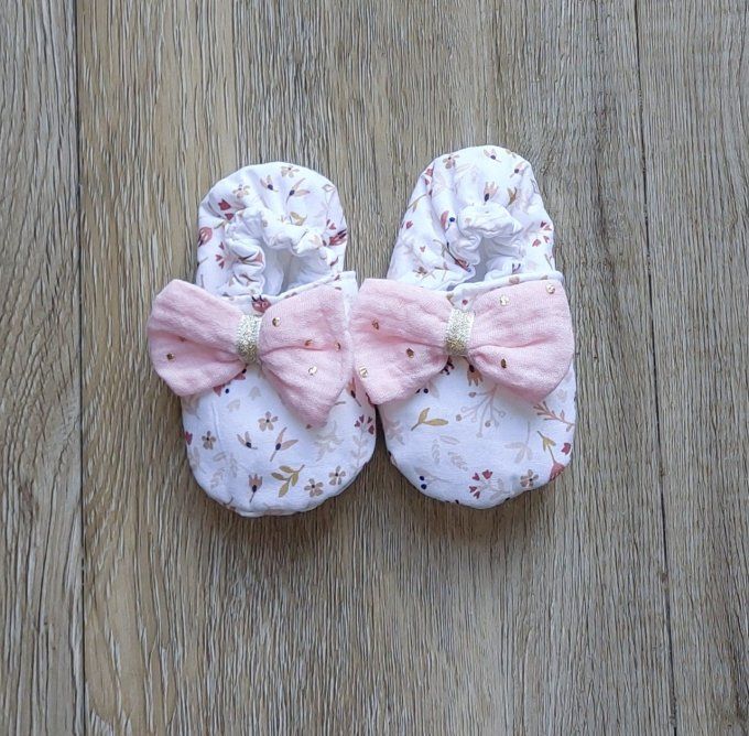 Chaussons bébé Sixtine rose 2 tailles