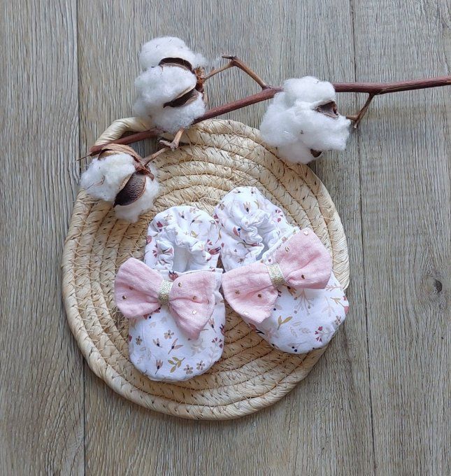 Chaussons bébé Sixtine rose 2 tailles
