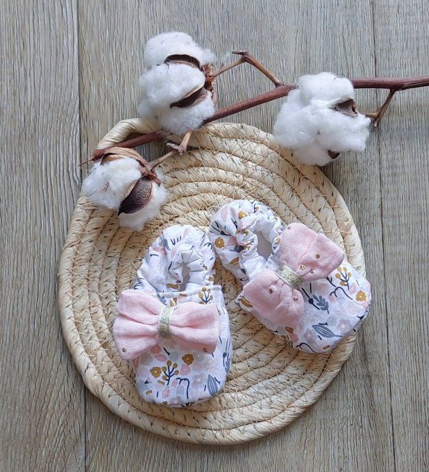 Chaussons bébé Louison rose 2 tailles