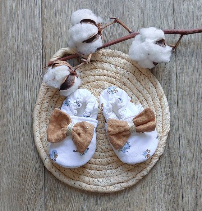Chaussons bébé Eléonore bleu 2 tailles