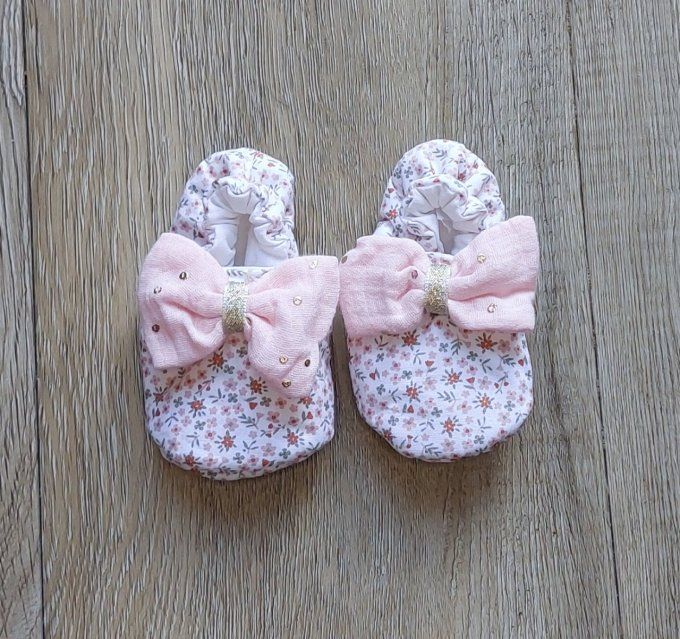 Chaussons bébé Salomé rose 2 tailles