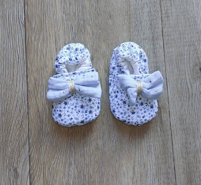 Chaussons bébé Salomé bleu 2 tailles