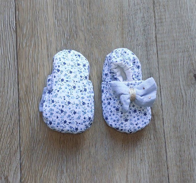 Chaussons bébé Salomé bleu 2 tailles