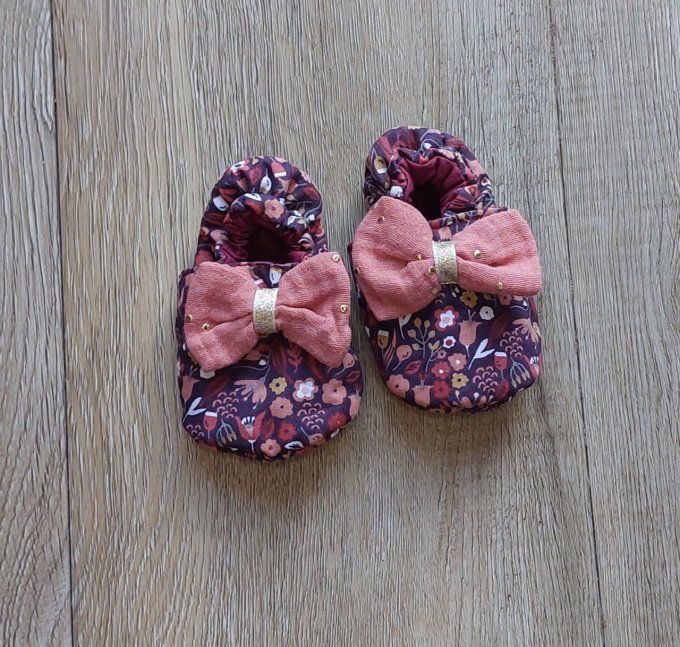 Chaussons bébé Salomé prune 2 tailles