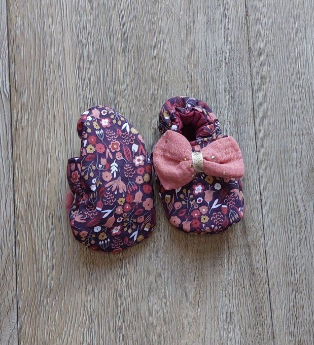 Chaussons bébé Salomé prune 2 tailles