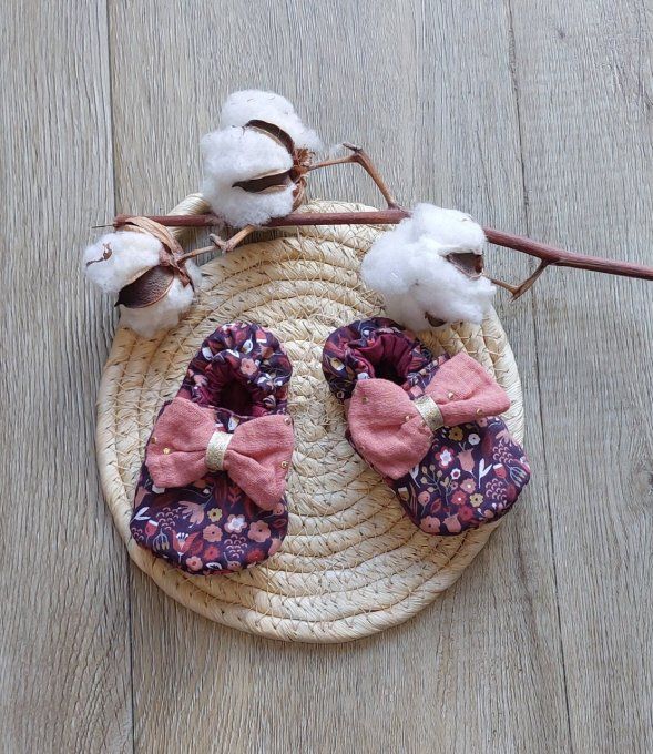 Chaussons bébé Salomé prune 2 tailles