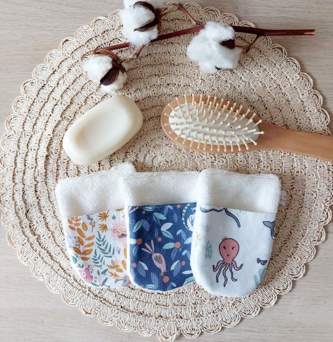  Lot de 3 gants de toilette d’apprentissage