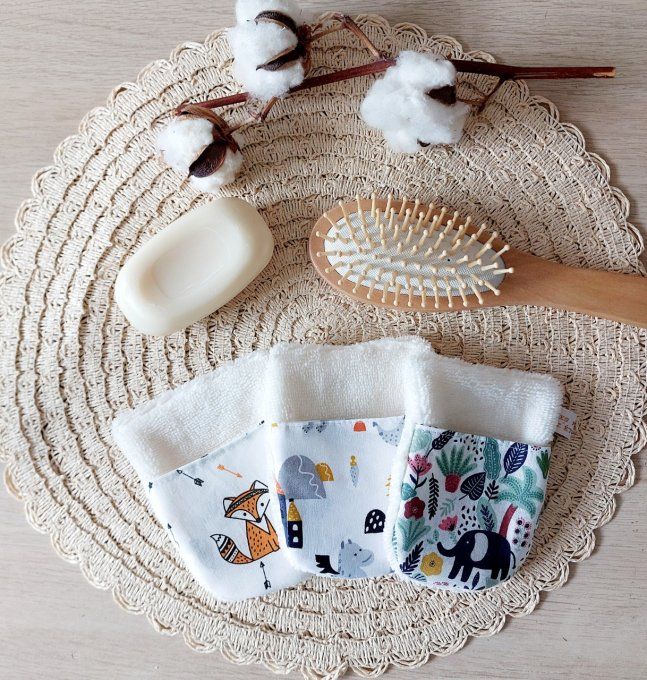  Lot de 3 gants de toilette d’apprentissage